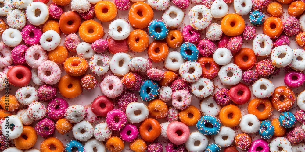 Poster vibrant artisanal donut pattern trendsetting food showcasing handcrafted culinary aesthetics in mode