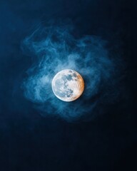 Ethereal Lunar Wellness Mystical Moon Meditation Visual for Holistic Mindfulness, Celestial Healing and Spiritual Digital Content Creation