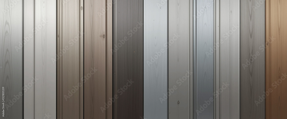 Poster a pattern of vertical stripes with a wooden texture and a gradient of brown and grey tones.