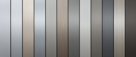 A pattern of metallic vertical stripes with a wooden texture and a range of light grey and brown tones.