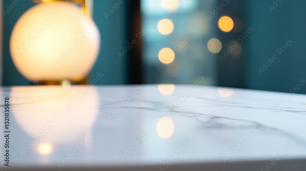 Poster minimalist digital workspace aesthetic polished marble surface with soft bokeh lighting - innovative