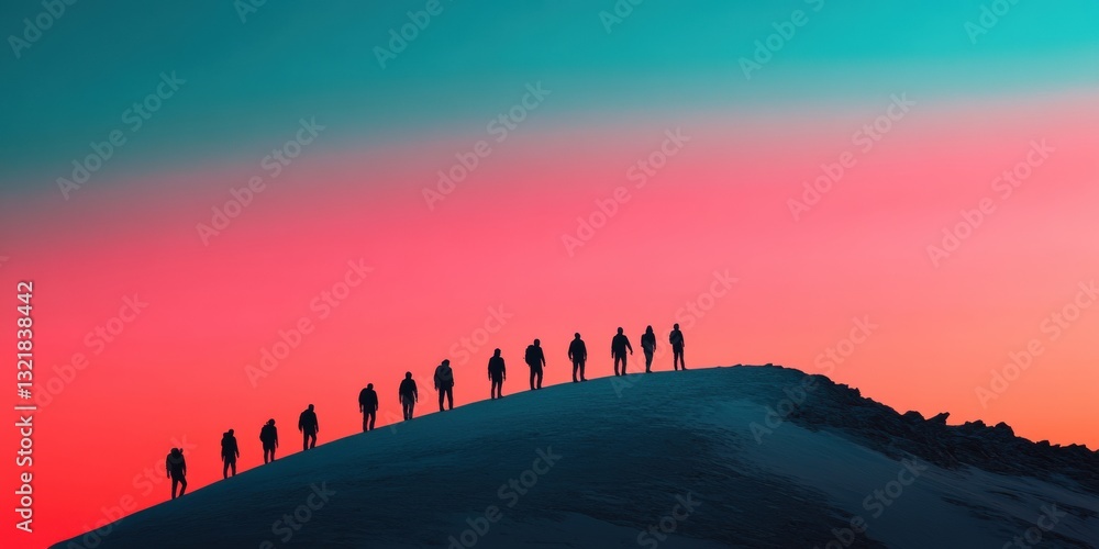 Poster inclusive gen z resilience collaborative horizon leadership visualization with vibrant gradient back