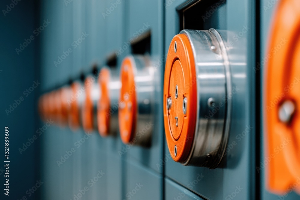 Aufkleber cybersecurity vault innovation high-precision digital safety interfaces with minimalist orange accen