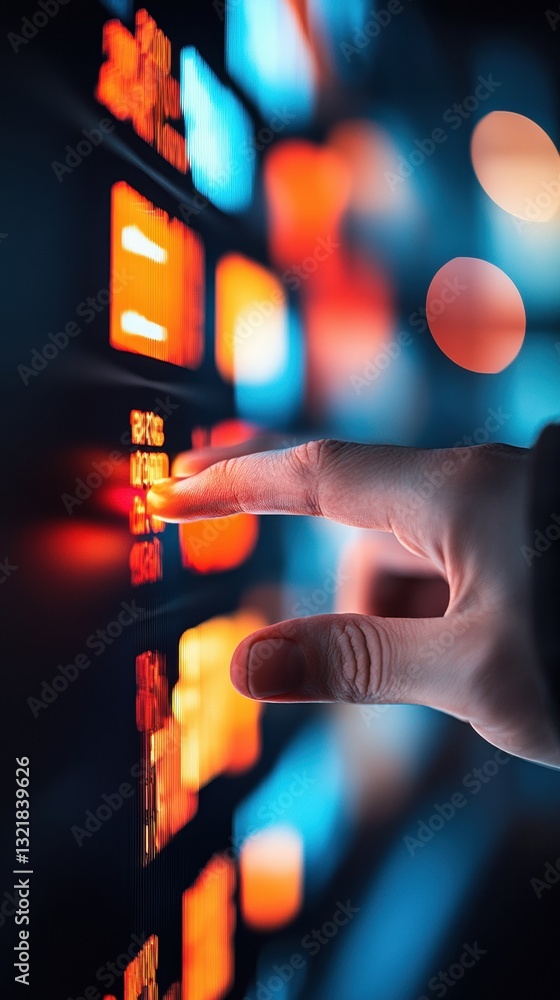 Leinwandbilder Cybernetic Data Interaction Immersive UI Experience Revealing Next-Gen Digital Analytics Through Tactile Touch Interface and Dynamic Visual Storytelling