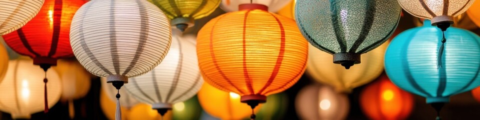 Fototapeta premium Immersive Cultural Illumination Vibrant Paper Lantern Festival Aesthetic - Global Heritage Storytelling for Event Design and Experiential Marketing
