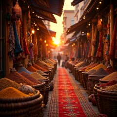 Vibrant Spice Market at Sunset