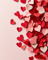 Romantic Paper Craft Love Story Minimalist Valentines Day Aesthetic with Soft Red and Pink Hearts - Creative DIY Decor and Digital Content Design