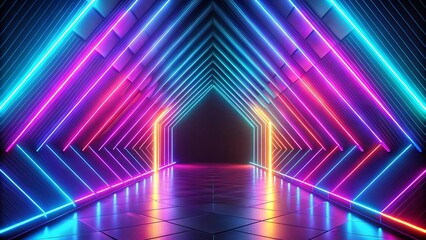 Gradient Trendy Neon light colorful background wallpaper. 3D render creative Neon light style Gaming theme. Abstract design Neon light line pattern vector illustration wallpaper