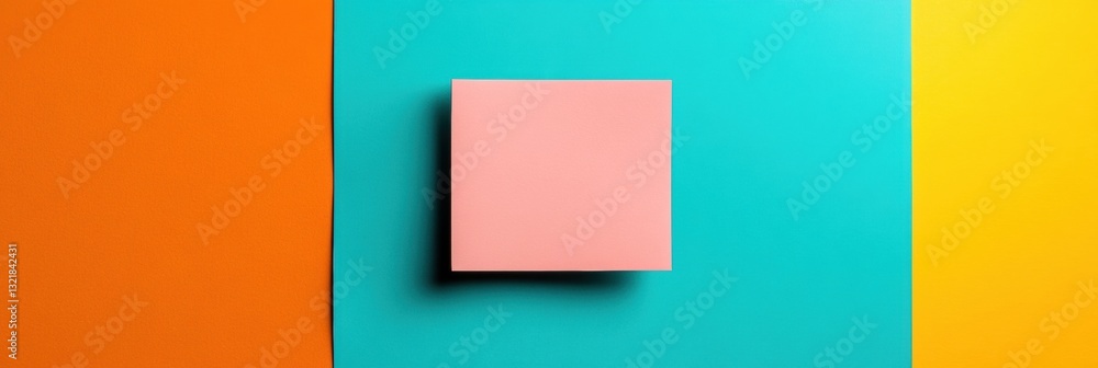 Aufkleber Minimalist Color Block Design Soft Pastel Square Floating on Vibrant Geometric Background - Contemporary Creative Visual Language for Digital Branding and Design Innovation
