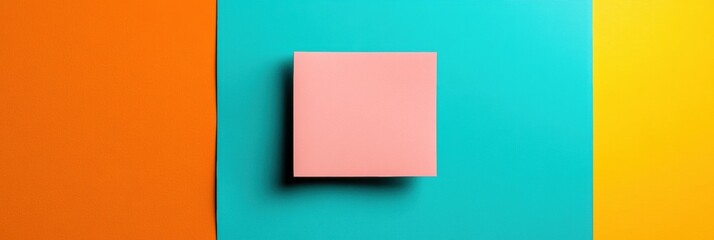 Fototapeta premium Minimalist Color Block Design Soft Pastel Square Floating on Vibrant Geometric Background - Contemporary Creative Visual Language for Digital Branding and Design Innovation