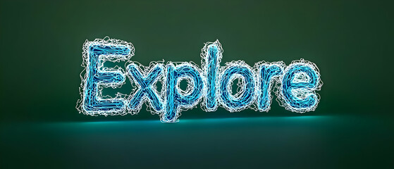 Explore Neon Sign On Dark Green Background With Teal Underglow Digital Art