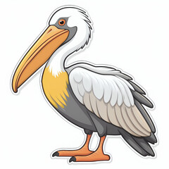 Obraz premium A Majestic Pelican, Proud And Poised, A Symbol Of Coastal Serenity With Vibrant Colors And Clean Line Art