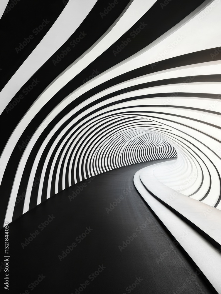 Leinwandbilder parametric design revolution monochromatic architectural tunnel visualization showcasing fluid dynam