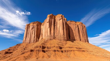 Fototapeta premium Towering rock formations in a desert canyon, warm golden light casting dramatic shadows