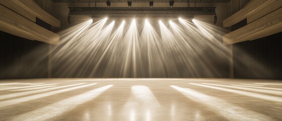 Minimalist Stage Design Serene Cream Marble Spatial Narrative with Immersive Light Installation - Contemporary Performance Architecture and Experiential Branding Concept