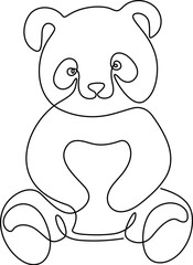 Baby Panda is sitting one-line art drawing. 
