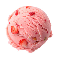 A scoop of strawberry ice cream isolated on a white background