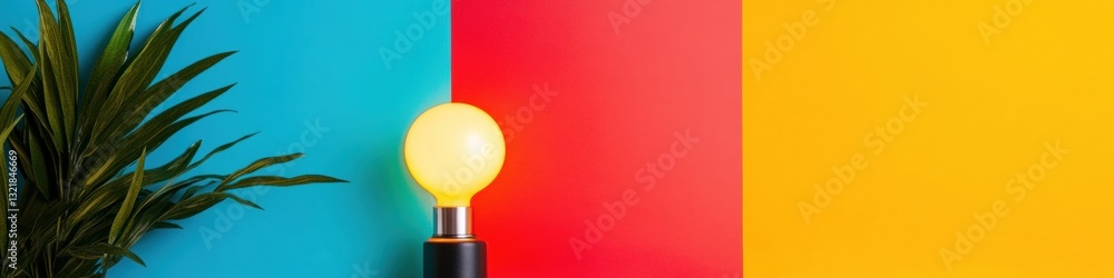 Poster vibrant minimalist creativity pop art inspired desk lamp against bold color block background - mille
