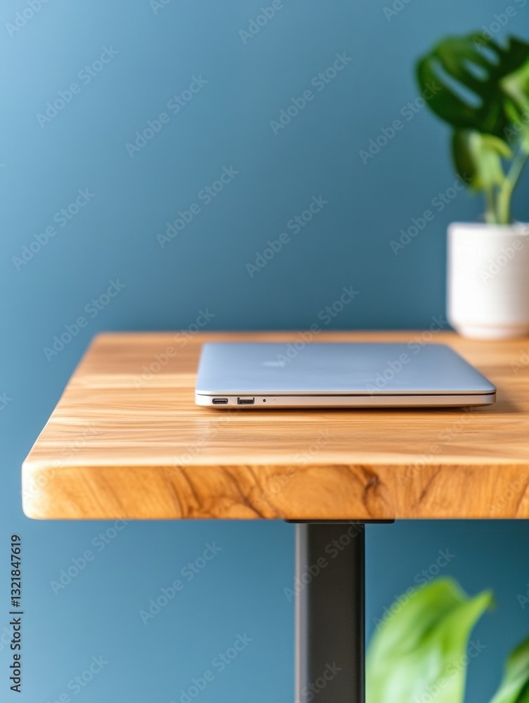 Aufkleber Minimalist Ergonomic Workspace Butcher Block Standing Desk with Modern Design - Adaptive Home Office Solution for Productivity and Wellness Optimization