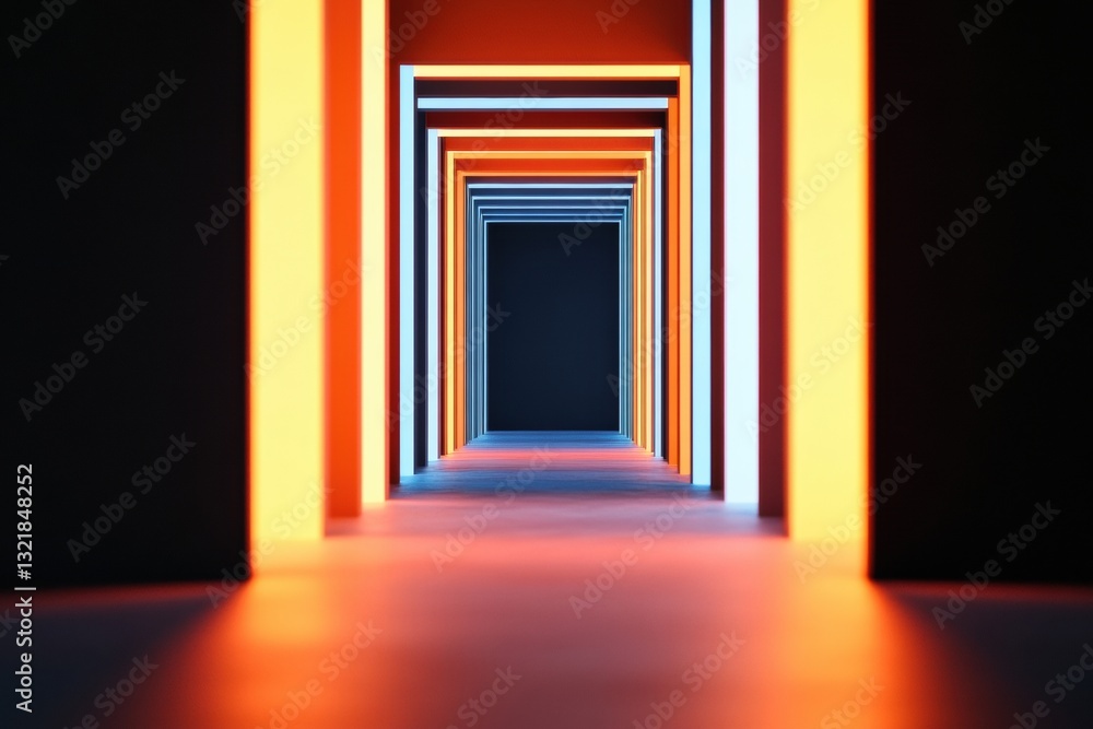 Aufkleber Liminal Digital Horizons Immersive Gradient Portal Visualizing Technological Transition and Futuristic Design Innovation in Minimalist Architectural Space