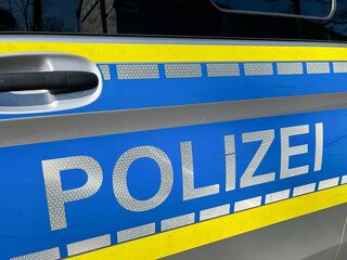 Close-Up of Polizei Vehicle Markings in Urban Setting