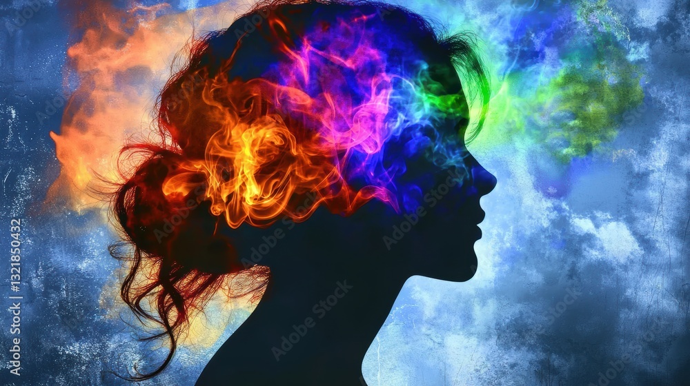 Poster creative expression of emotions through colorful visuals abstract art digital vibrant environment pr