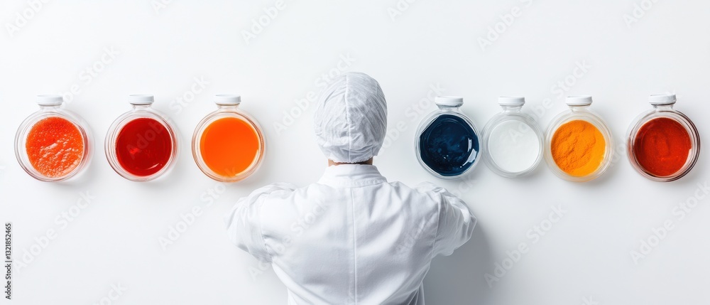 Aufkleber minimalist scientific research visualization ai-enhanced lab professional analyzing multicolor data 