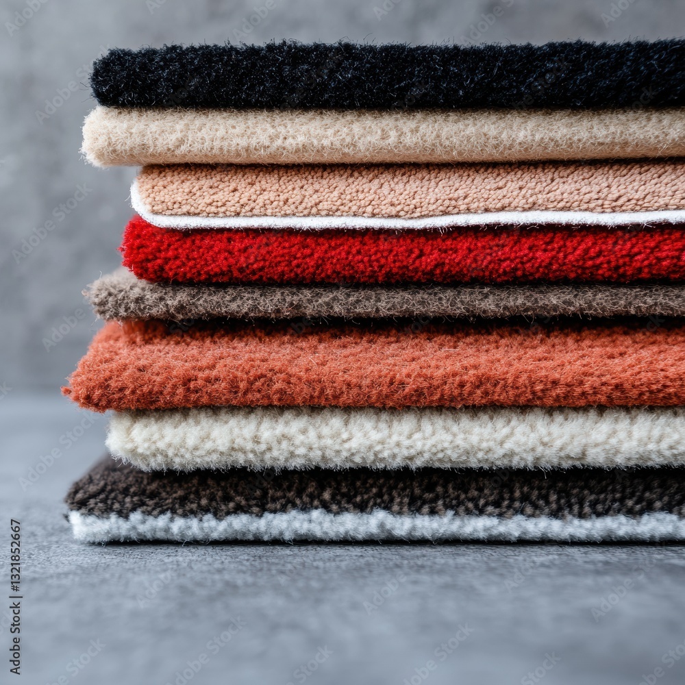 Poster tactile design innovation sustainable carpet material palette showcasing texture diversity in neutra