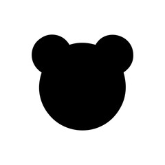Cute teddy bear head silhouette vector flat illustration design on white background.