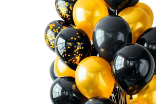 Silver and Gold Balloons – 3D Render Icons – Isolated on Transparent Background