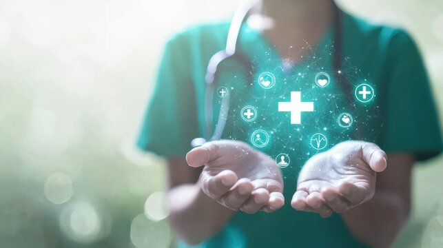 Healthcare innovation event showcasing medical solutions hospital setting digital content professional environment close-up view
