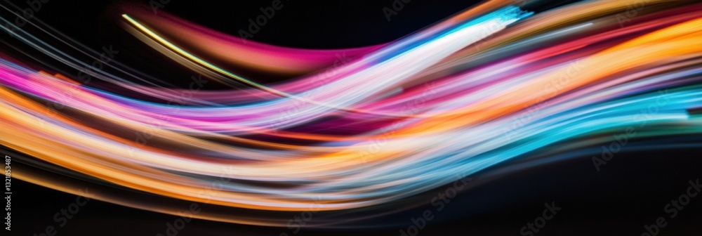 Aufkleber Fluid Motion Dynamics Vibrant Digital Light Trails Visualizing Urban Connectivity, Tech Innovation, and Immersive Data Visualization for Next-Gen Marketing Experiences