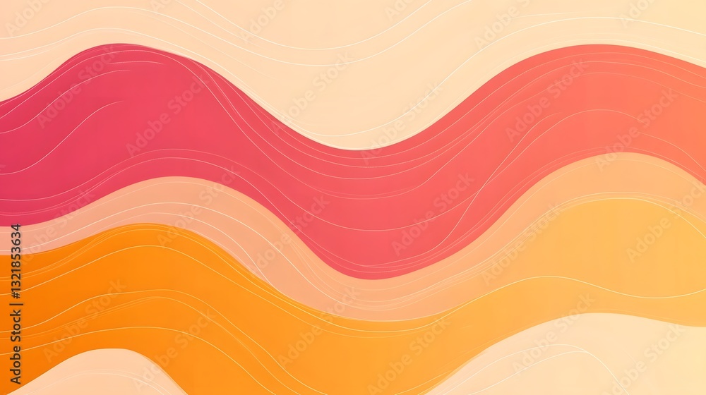 Poster wavy gradient abstract line art with organic flowing shapes in flat design
