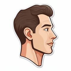 A Sophisticated Mans Profile, Showcasing A Classic Hairstyle And Strong Jawline In A Clean, Bold, Vector Art Style