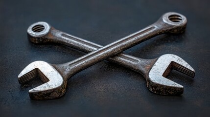 Two crossed wrenches