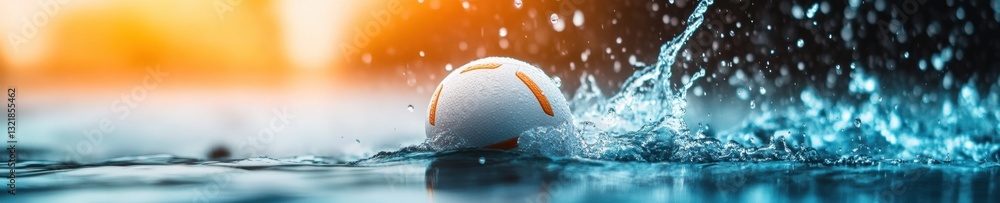 Poster hyper-dynamic sports performance ai-enhanced soccer ball emerging through elemental water splash - n