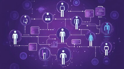 Obraz premium Interactive Network of Employees: A Modern Business Visualization