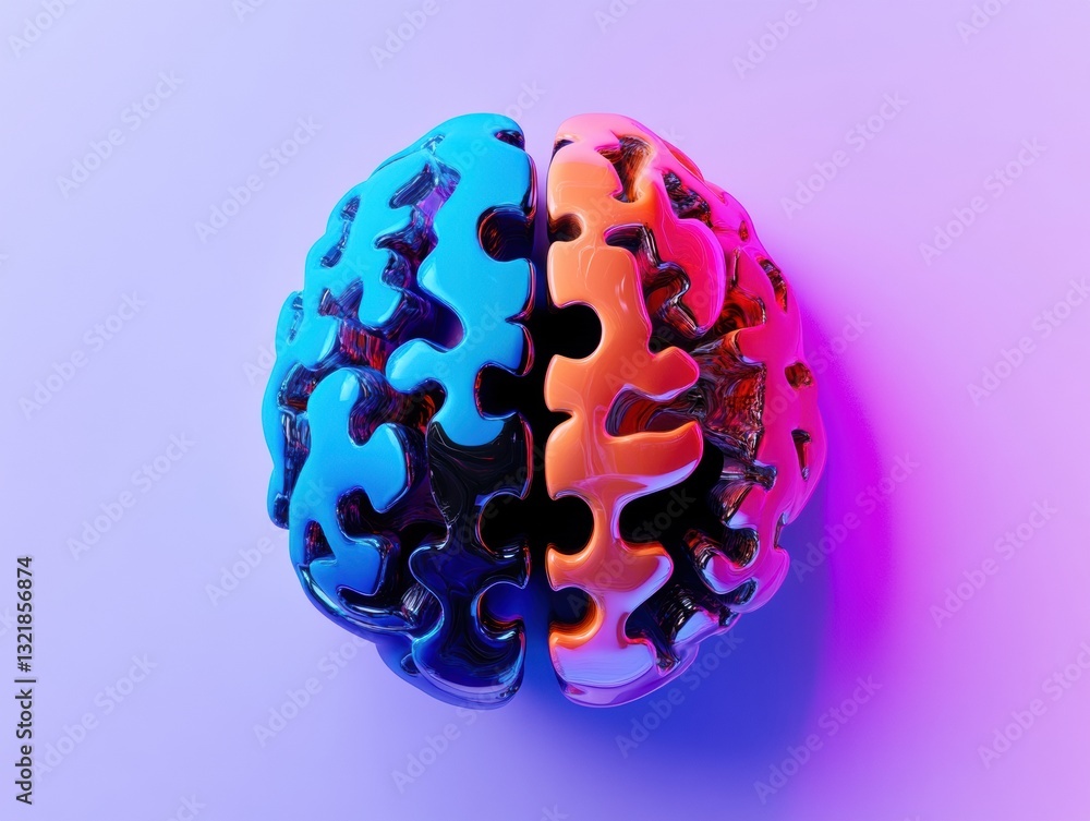 Poster Neurotech Renaissance Vibrant Puzzle Brain Visualization Exploring Cognitive Performance, Digital Wellness, and Neuroplasticity in Next-Gen Mental Fitness