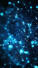 Abstract blue network connection, glowing nodes, dark background, technology concept (1)