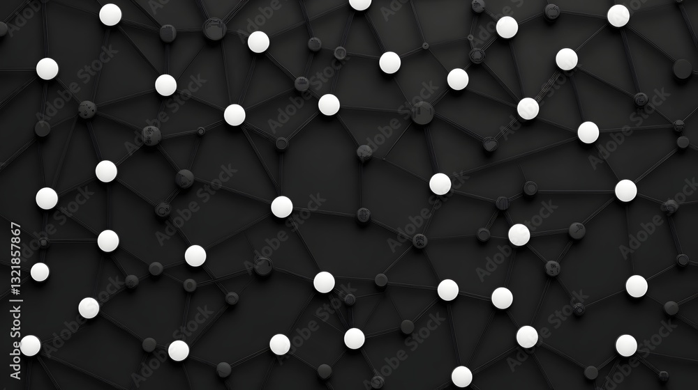 Poster futuristic abstract technological circuit design with white nodes on dark background