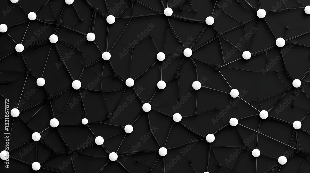 Poster futuristic abstract technological circuit design with white nodes on dark background