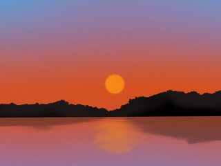 Lo fi sunset on the beach. Aesthetic