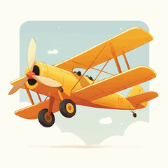 Vector illustration of an airplane in the sky for advertising and motion graphics