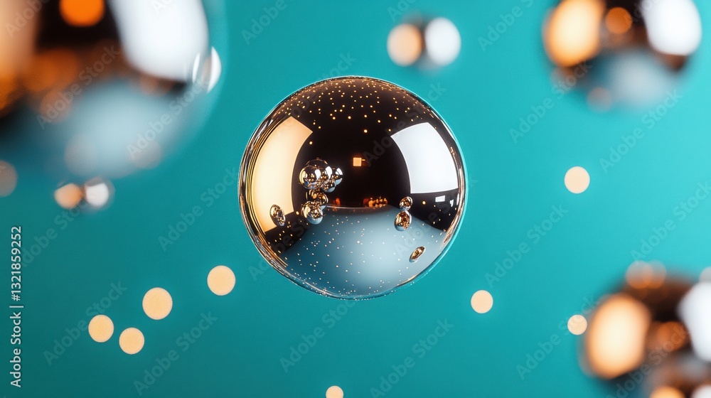 Poster immersive metaverse visualization reflective sphere embodying digital innovation, quantum design and