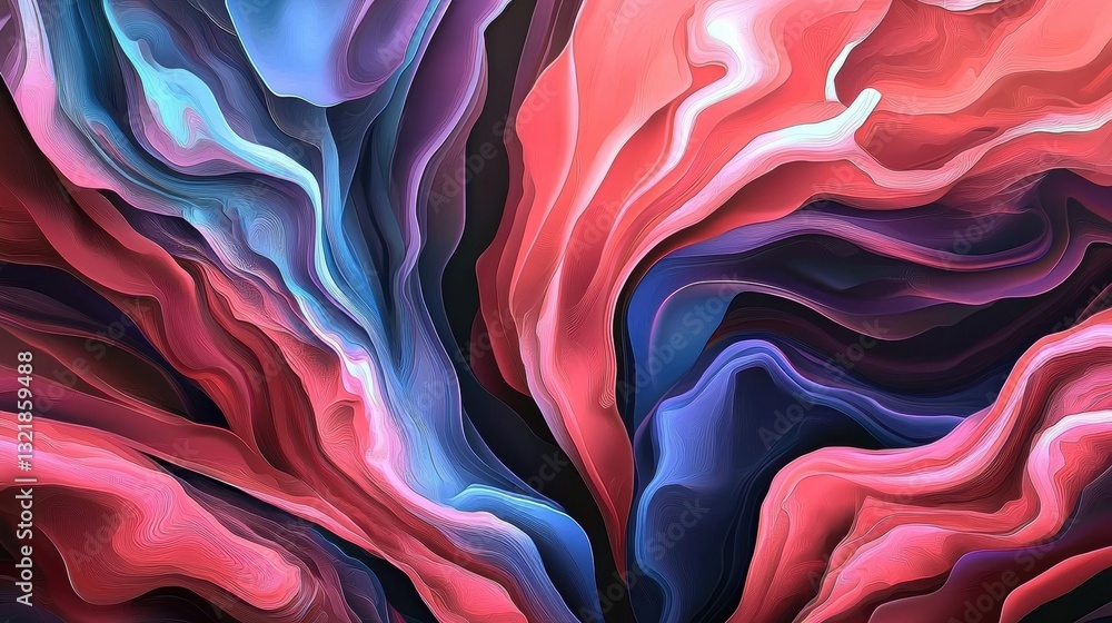 Poster dynamic abstract patterns digital art fluid design vibrant colors close-up visual creativity for mod