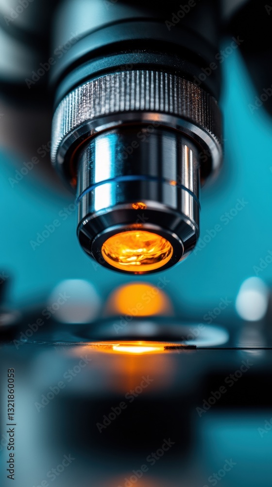 Leinwandbilder Precision AI-Driven Scientific Innovation High-Performance Microscopy Lens Exploring Quantum Frontiers of Biotech Research and Technological Discovery