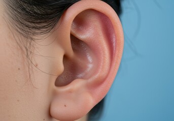 Close-up of a human ear, emphasizing hearing and listening.

