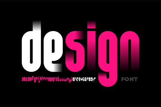 DEsign. Modern condensed style lowercase font design, alphabet letters and numbers vector illustration