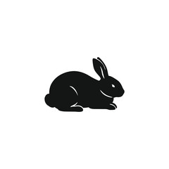 (2) rabbit animal Elegant Black Rabbit Silhouette Vector: Minimalist Illustration of a Sitting Bunny