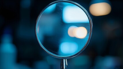Abstract Blue Reflection in a Round Mirror
